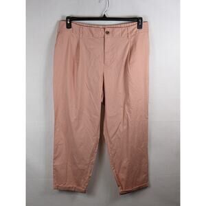 A New Day Crop Pants High-Rise Pleat Capris Straight Leg Coral Small Pink Cuffed